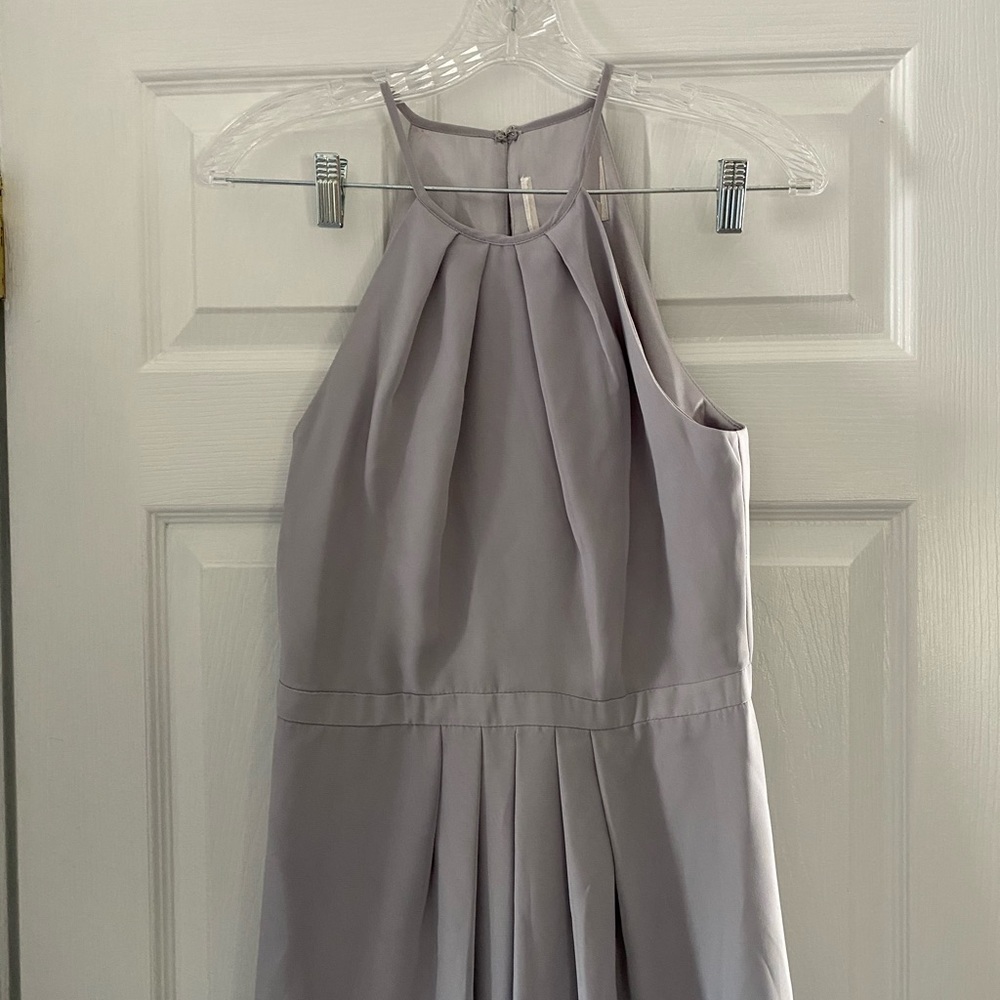 Long grey bridesmaid gown